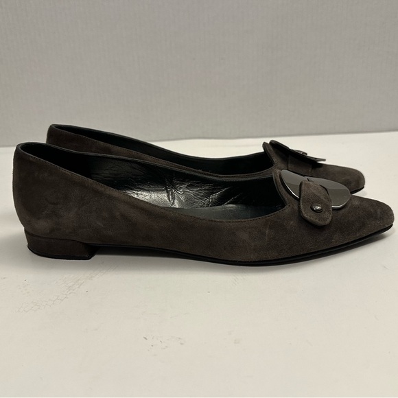 Stuart Weitzman Suede Pointed Toe Flats in Grey Size 9.0 M - Picture 4 of 13